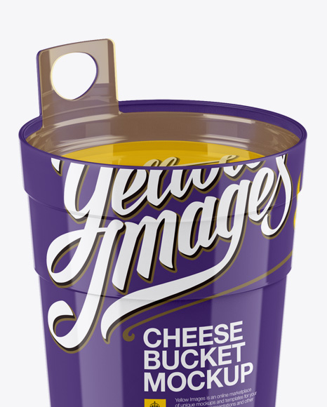 Glossy Cheese Bucket Mockup (High-Angle Shot)