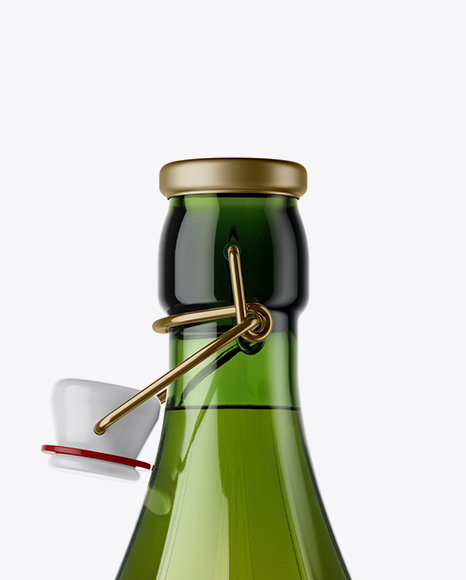 Green Glass Bottle With Clamp Lid Mockup