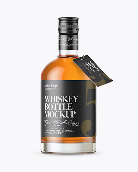 Whisky Bottle with Shrink Band Mockup