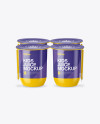 Glossy Plastic 4 Pack Juice Cup Mockup - Front View (High-Angle)