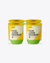 Matte Plastic 4 Pack Juice Cup Mockup - Front View (High-Angle)