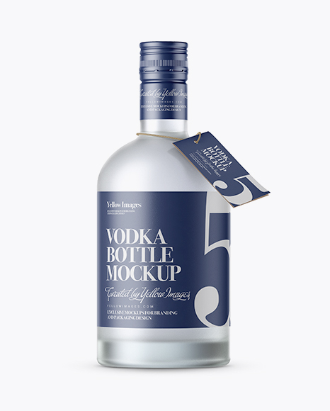Frosted Vodka Bottle with Shrink Band Mockup Frosted Vodka Bottle with Shrink Band Mockup