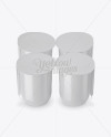 Glossy Plastic 4 Pack Juice Cup Mockup - Front View (High-Angle Shot)