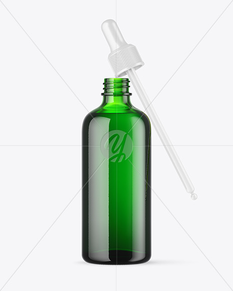 Green Glass Dropper Bottle Mockup