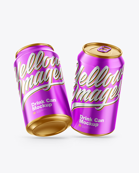 Glossy Metallic Drink Cans Mockup