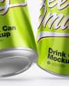 Glossy Metallic Drink Cans Mockup