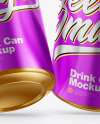 Glossy Metallic Drink Cans Mockup