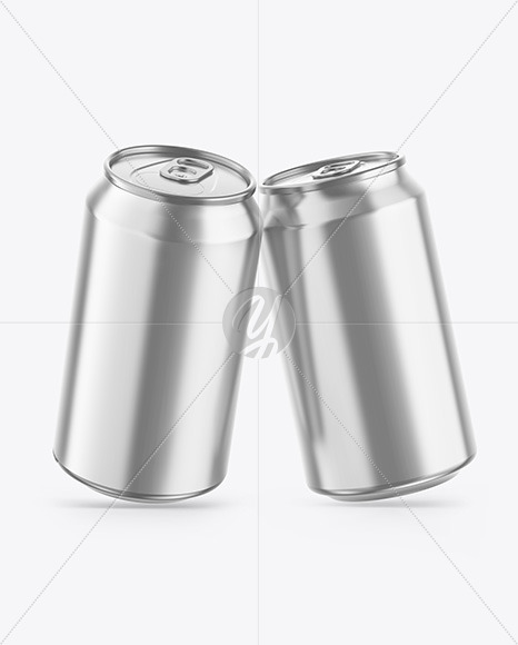 Glossy Metallic Drink Cans Mockup