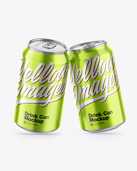 Glossy Metallic Drink Cans Mockup