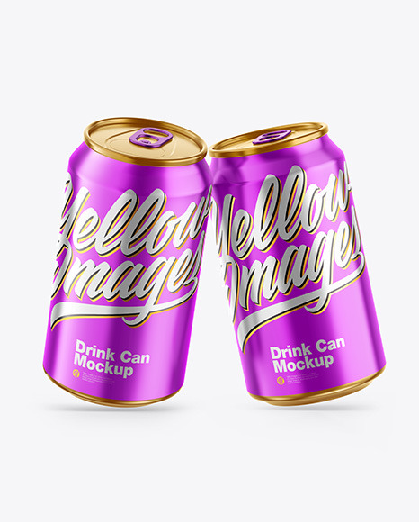 Glossy Metallic Drink Cans Mockup