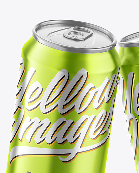 Glossy Metallic Drink Cans Mockup