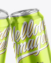 Glossy Metallic Drink Cans Mockup