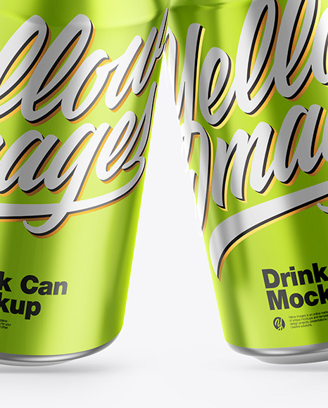 Glossy Metallic Drink Cans Mockup