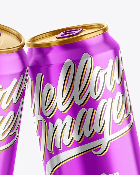 Glossy Metallic Drink Cans Mockup