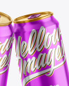 Glossy Metallic Drink Cans Mockup