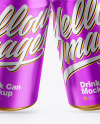 Glossy Metallic Drink Cans Mockup