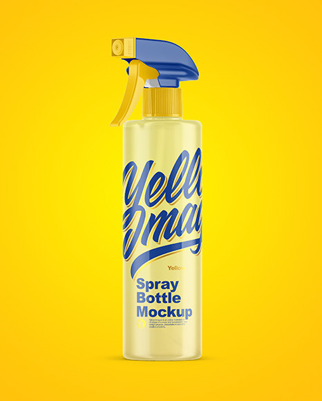 Cloudy Plastic Spray Bottle Mockup