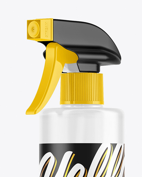 Cloudy Plastic Spray Bottle Mockup