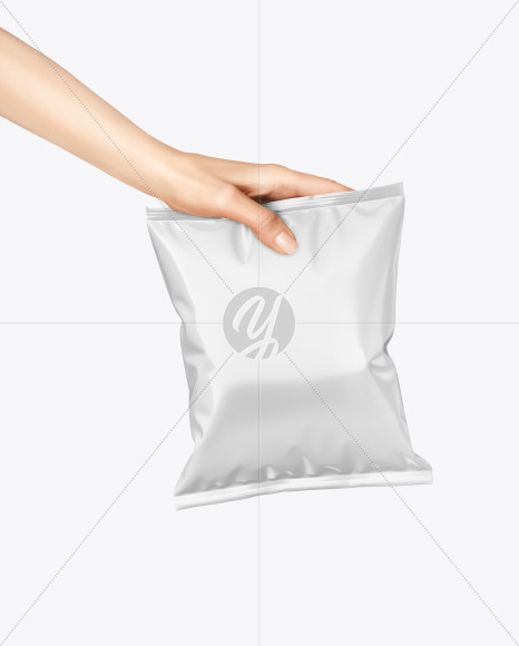 Glossy Snack Package in a Hand Mockup