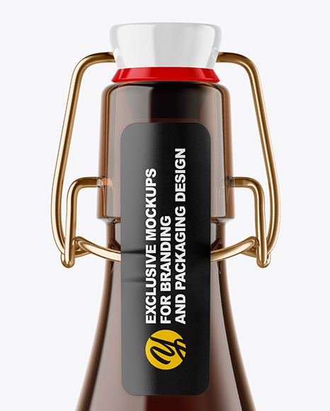 Amber Glass Bottle with Clamp Lid Mockup Amber Glass Bottle with Clamp Lid Mockup