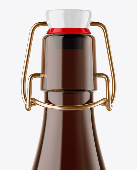 Amber Glass Bottle with Clamp Lid Mockup Amber Glass Bottle with Clamp Lid Mockup
