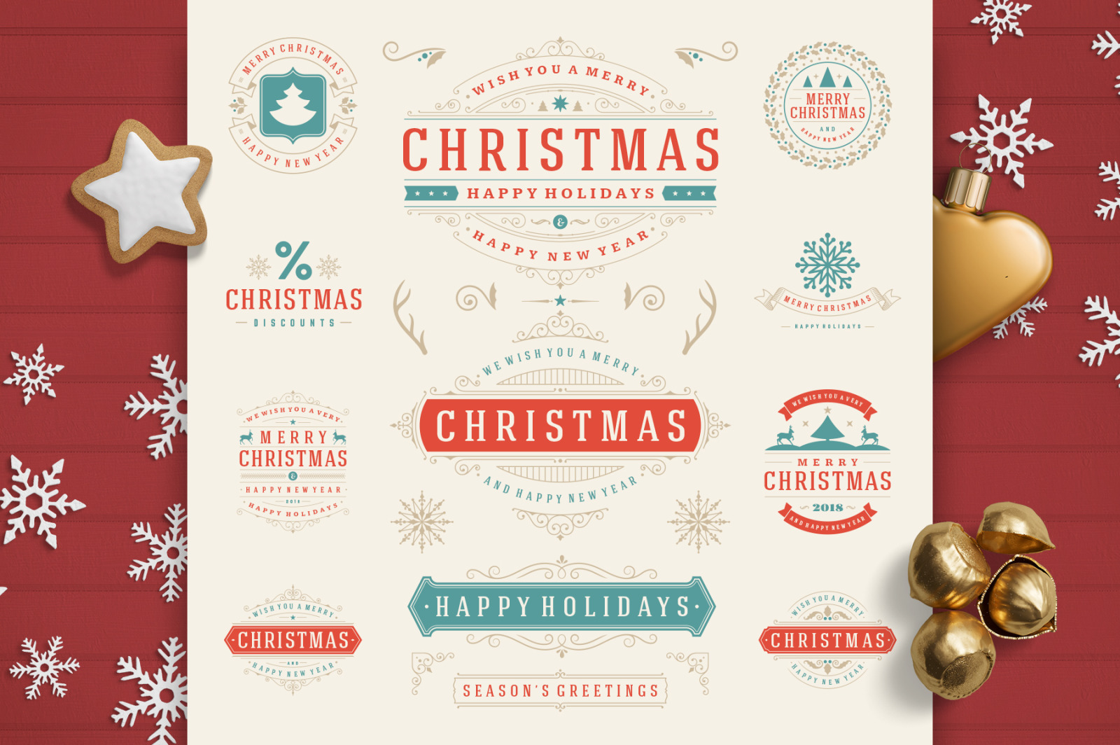 Christmas 30 Labels and Badges Christmas 30 Labels and Badges