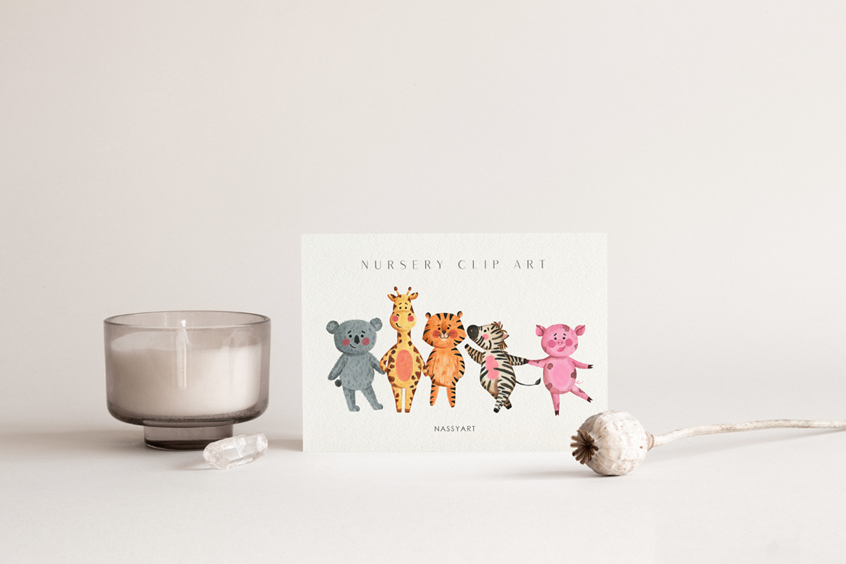 Watercolor Animal Nursery Clip Art Watercolor Animal Nursery Clip Art