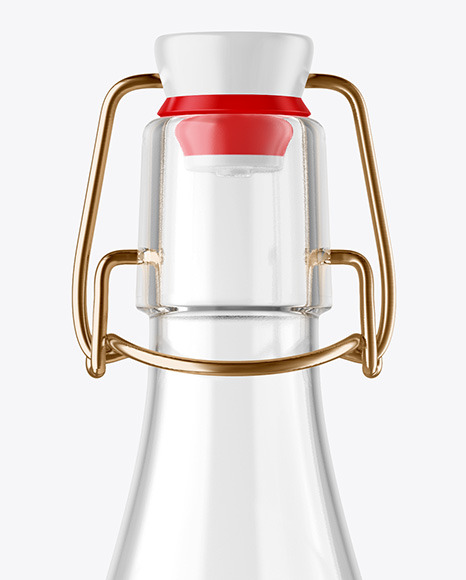 Clear Glass Juice Bottle with Clamp Lid Mockup