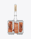 Portable Grilling Basket w/ Meat Mockup