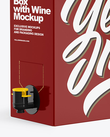 Glossy Paper Box with Wine Mockup