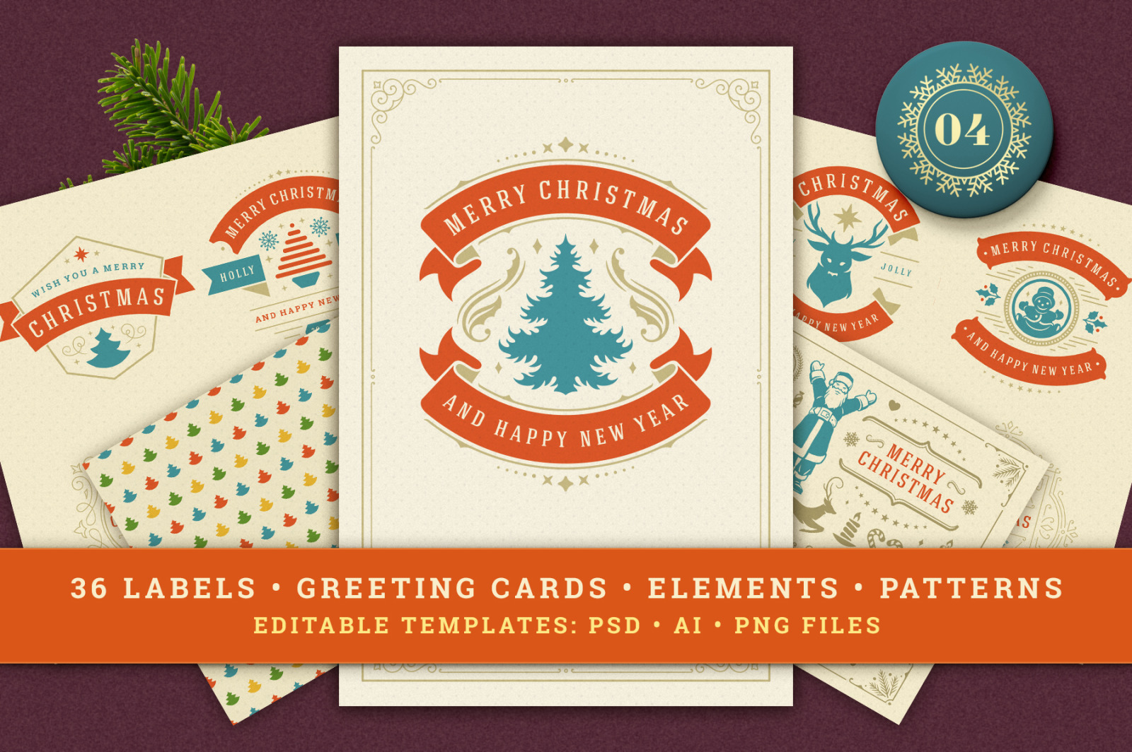 Christmas Retro Design Bundle Christmas Retro Design Bundle