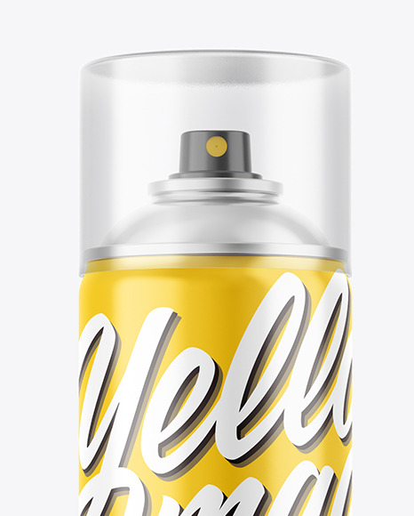 Glossy Aerosol Paint Can with Transparent Cap Mockup