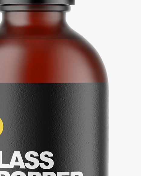 Frosted Dark Amber Glass Dropper Bottle Mockup