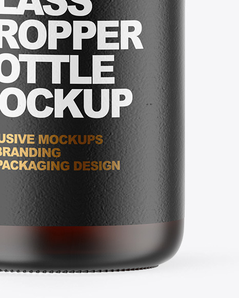 Frosted Dark Amber Glass Dropper Bottle Mockup