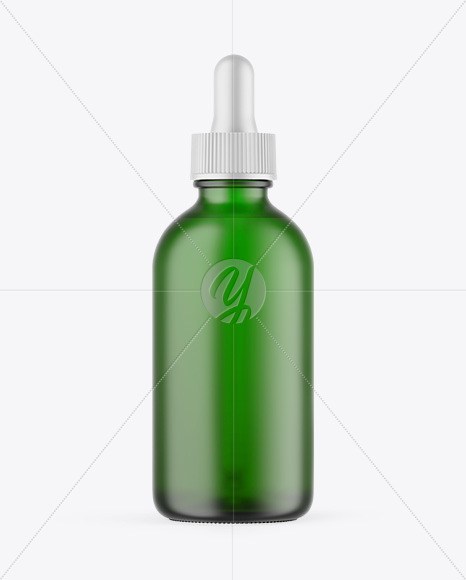 Frosted Green Glass Dropper Bottle Mockup