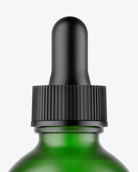 Frosted Green Glass Dropper Bottle Mockup