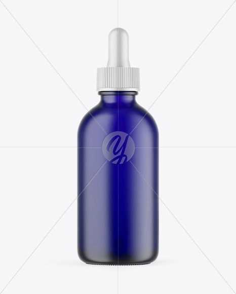 Frosted Blue Glass Dropper Bottle Mockup