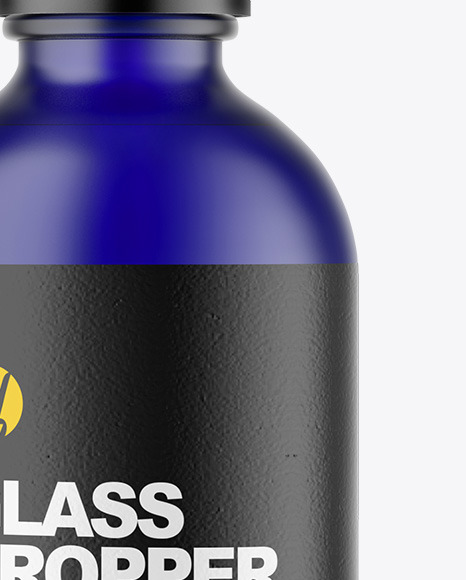 Frosted Blue Glass Dropper Bottle Mockup