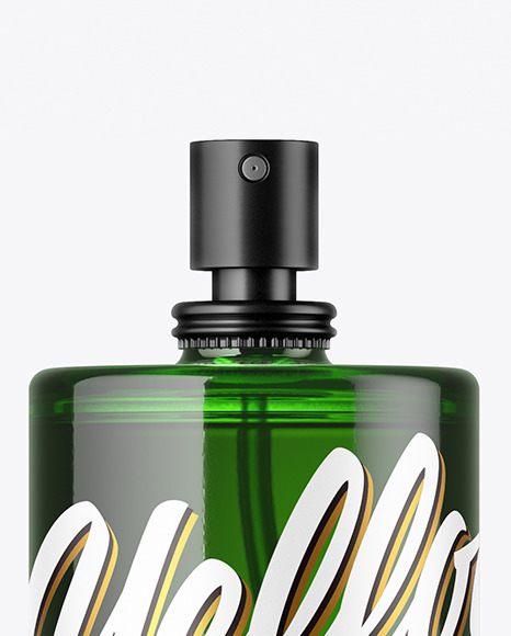 Green Glass Perfume Bottle Mockup