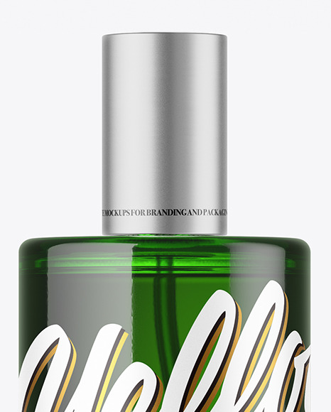 Green Glass Perfume Bottle Mockup