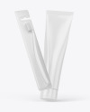 Kraft Toothbrush w/ Glossy Cosmetic Tube Mockup