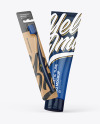 Kraft Toothbrush w/ Glossy Cosmetic Tube Mockup