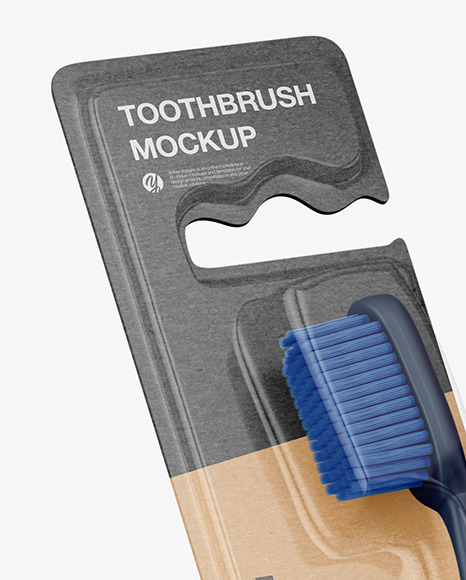 Kraft Toothbrush w/ Glossy Cosmetic Tube Mockup