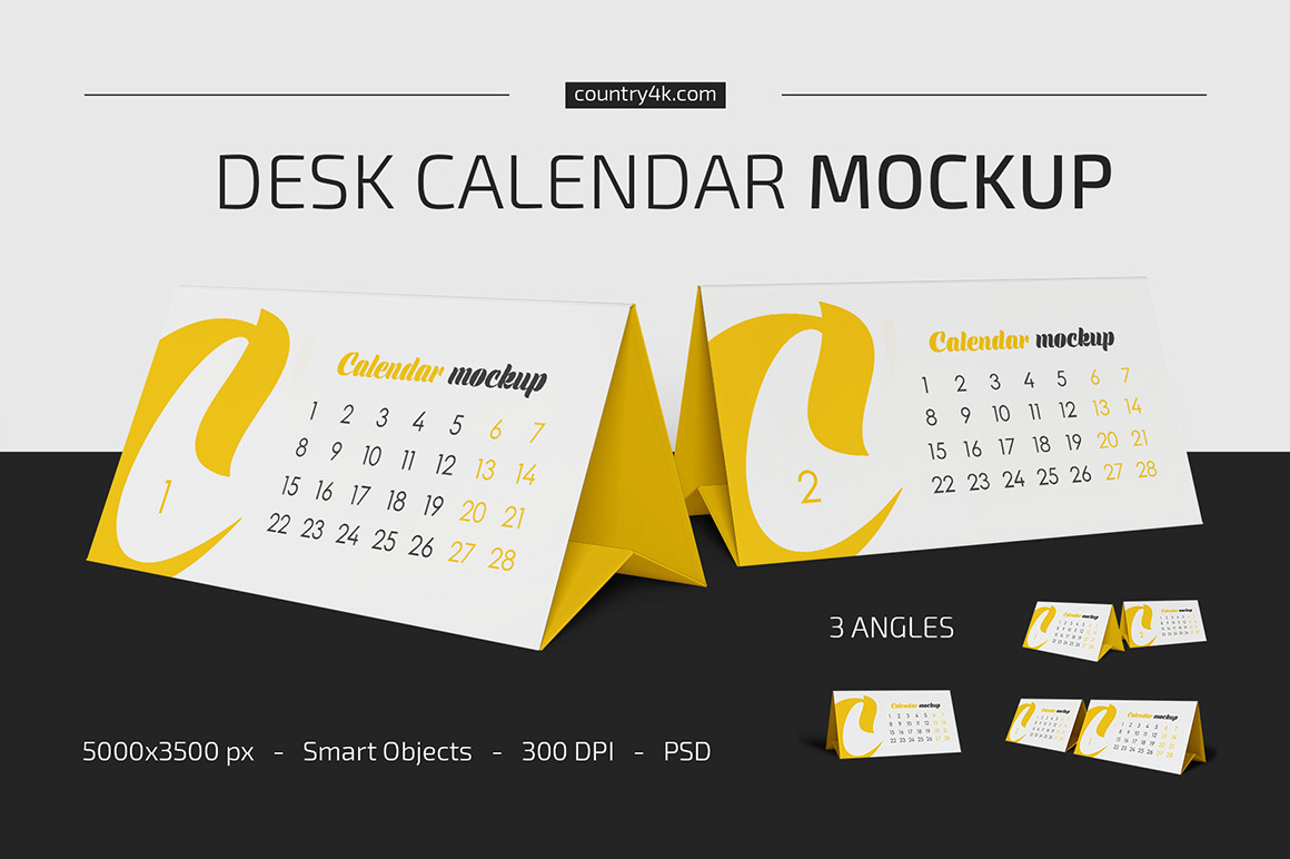 Desk Calendar v02 Mockup Set Desk Calendar v02 Mockup Set