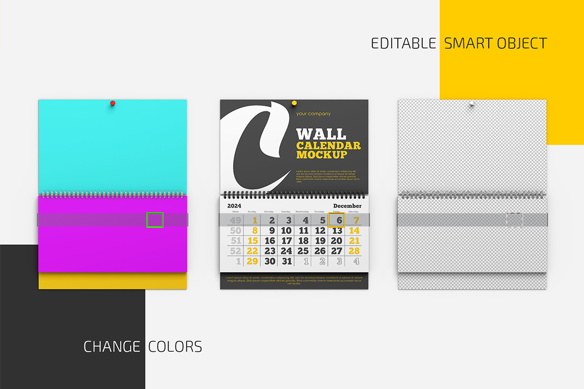 Wall Calendar v02 Mockup Set Wall Calendar v02 Mockup Set