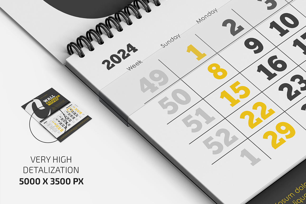 Wall Calendar v02 Mockup Set Wall Calendar v02 Mockup Set
