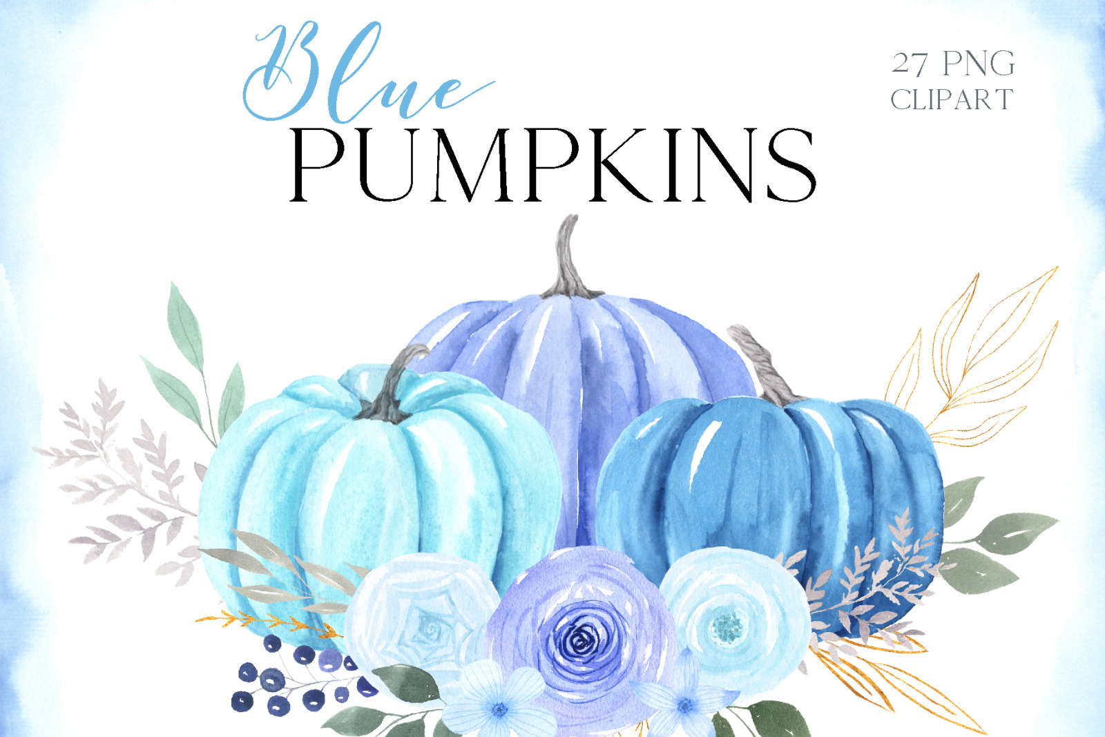 Watercolor Pastel Pumpkins Bundle Watercolor Pastel Pumpkins Bundle