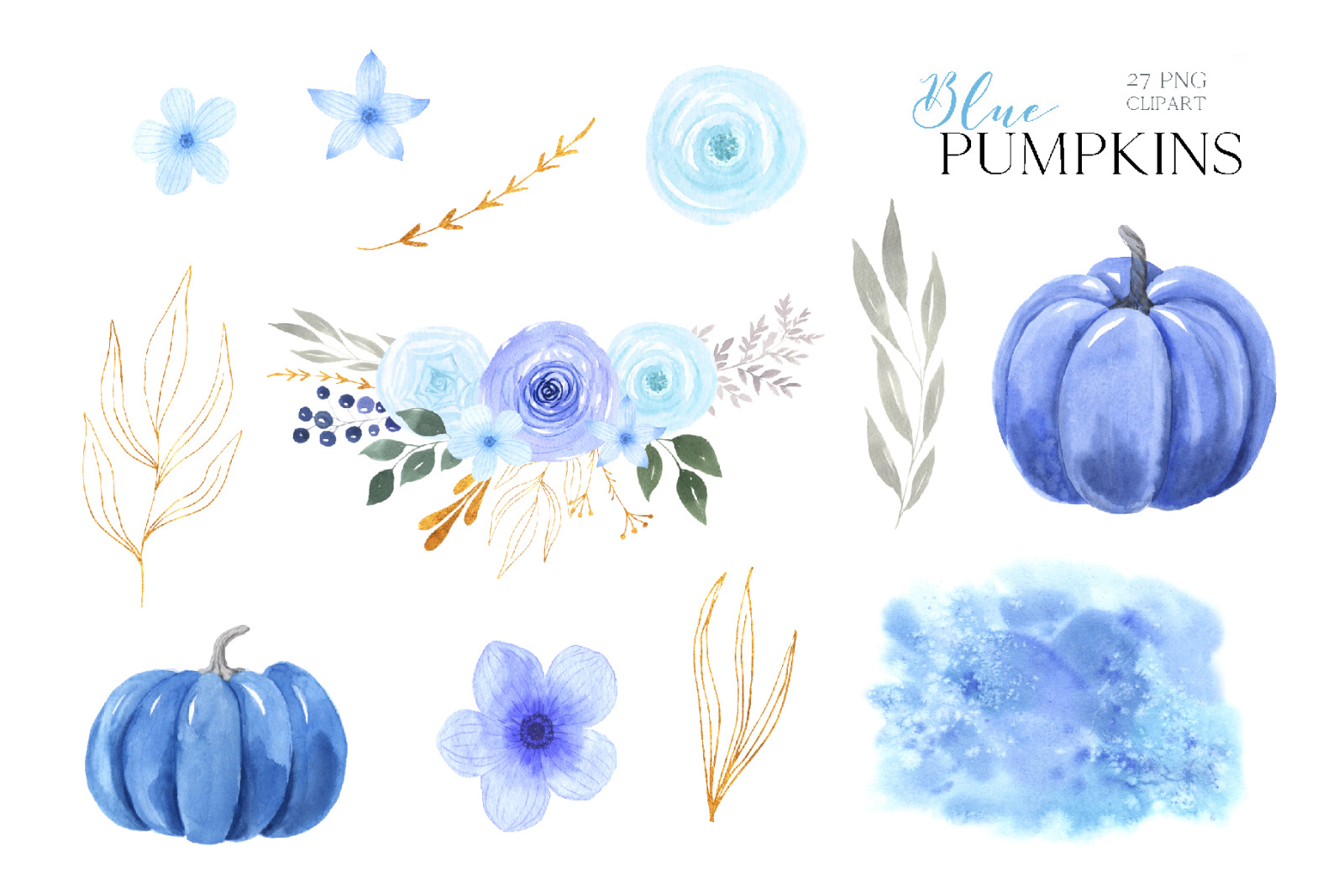 Watercolor Pastel Pumpkins Bundle Watercolor Pastel Pumpkins Bundle