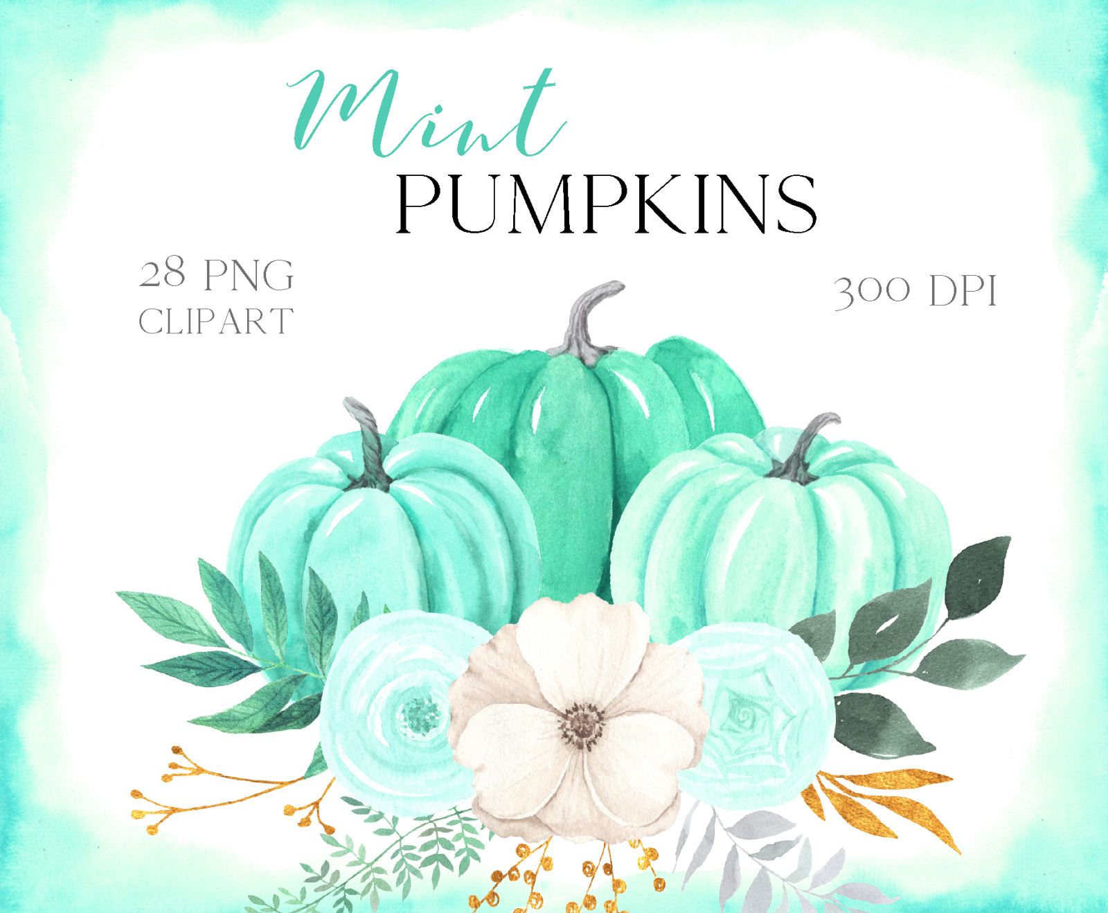 Watercolor Pastel Pumpkins Bundle Watercolor Pastel Pumpkins Bundle