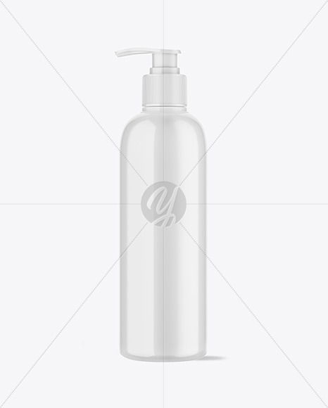 Glossy Plastic Bottle with Pump Mockup